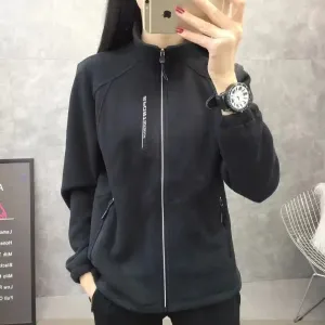 5XL Sky Blue Fleece-Lined Slim Women Jacket with Embroidery
