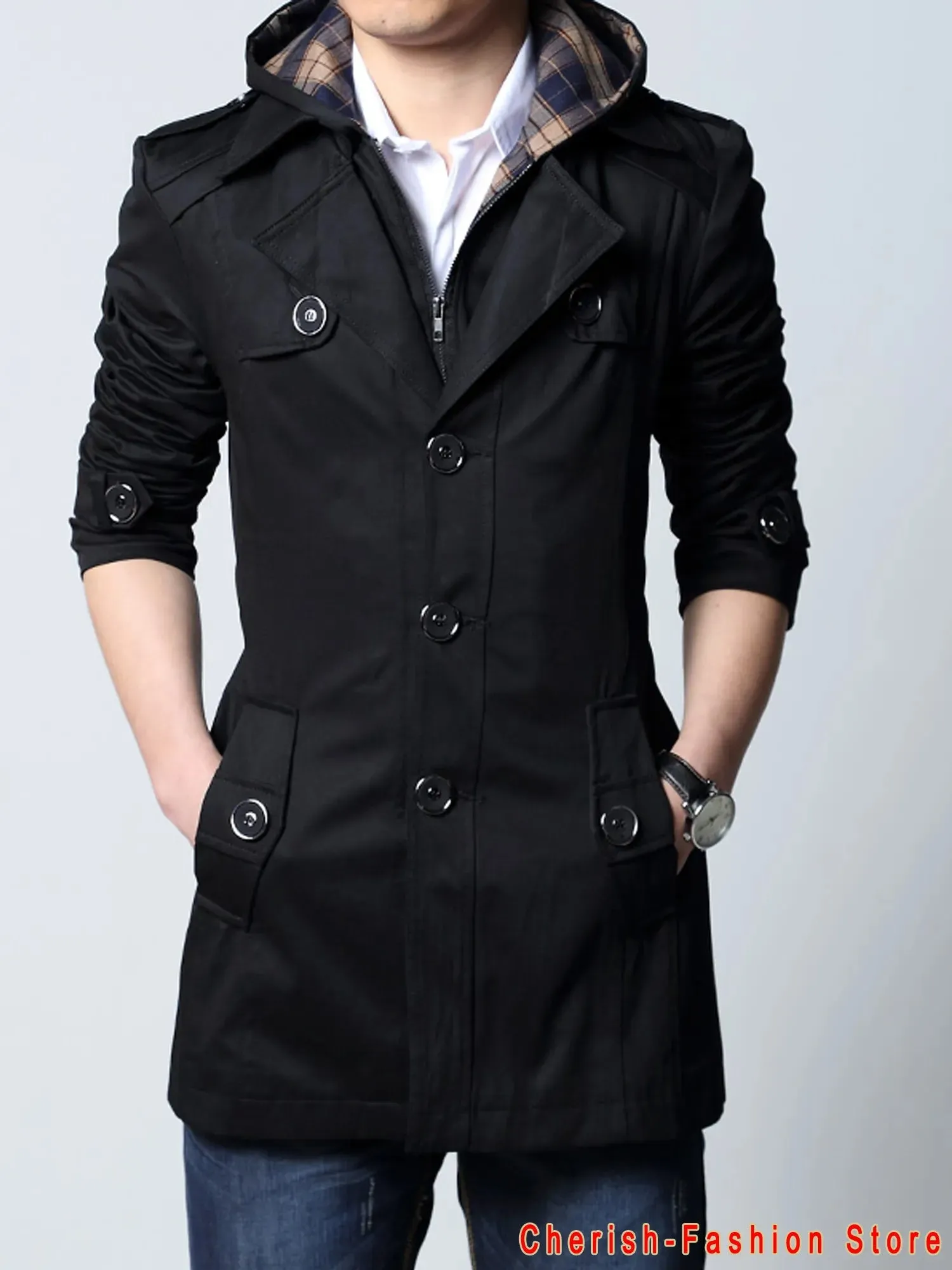Affordable M2k Trends Men's Long Coat Trench, FREE Shipping