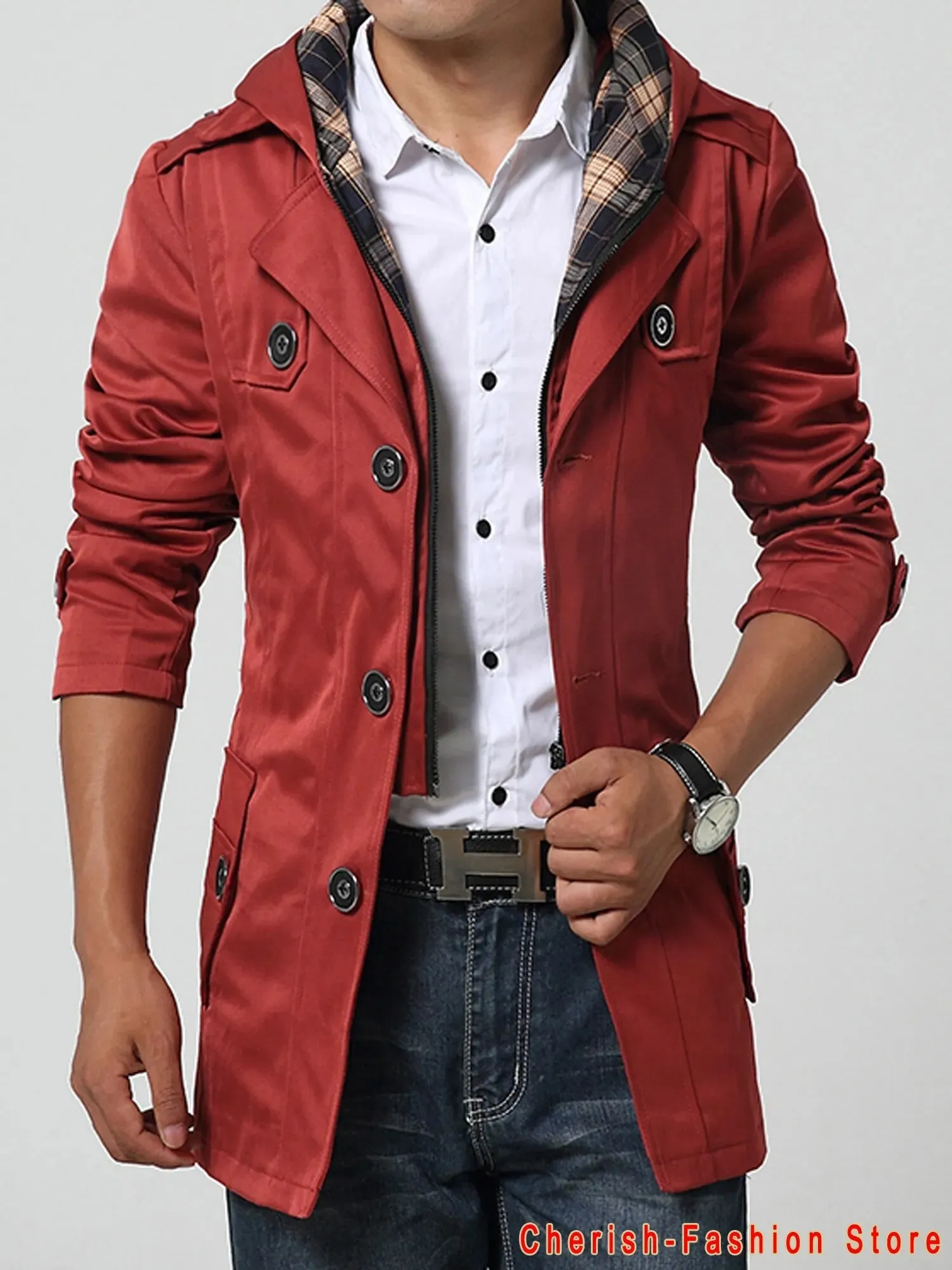 Affordable M2k Trends Men's Long Coat Trench, FREE Shipping