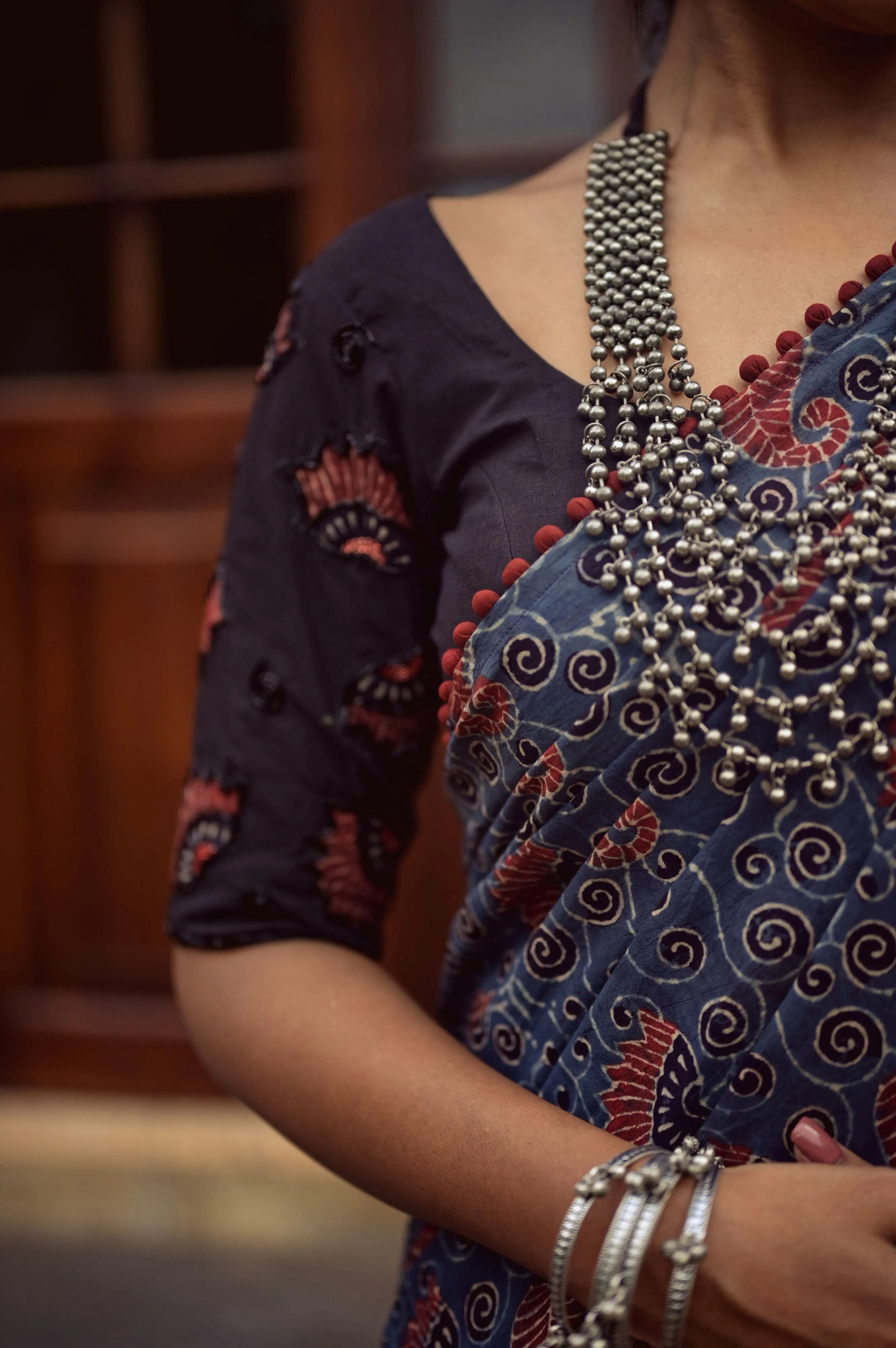 Ajrakh Indigo Saree