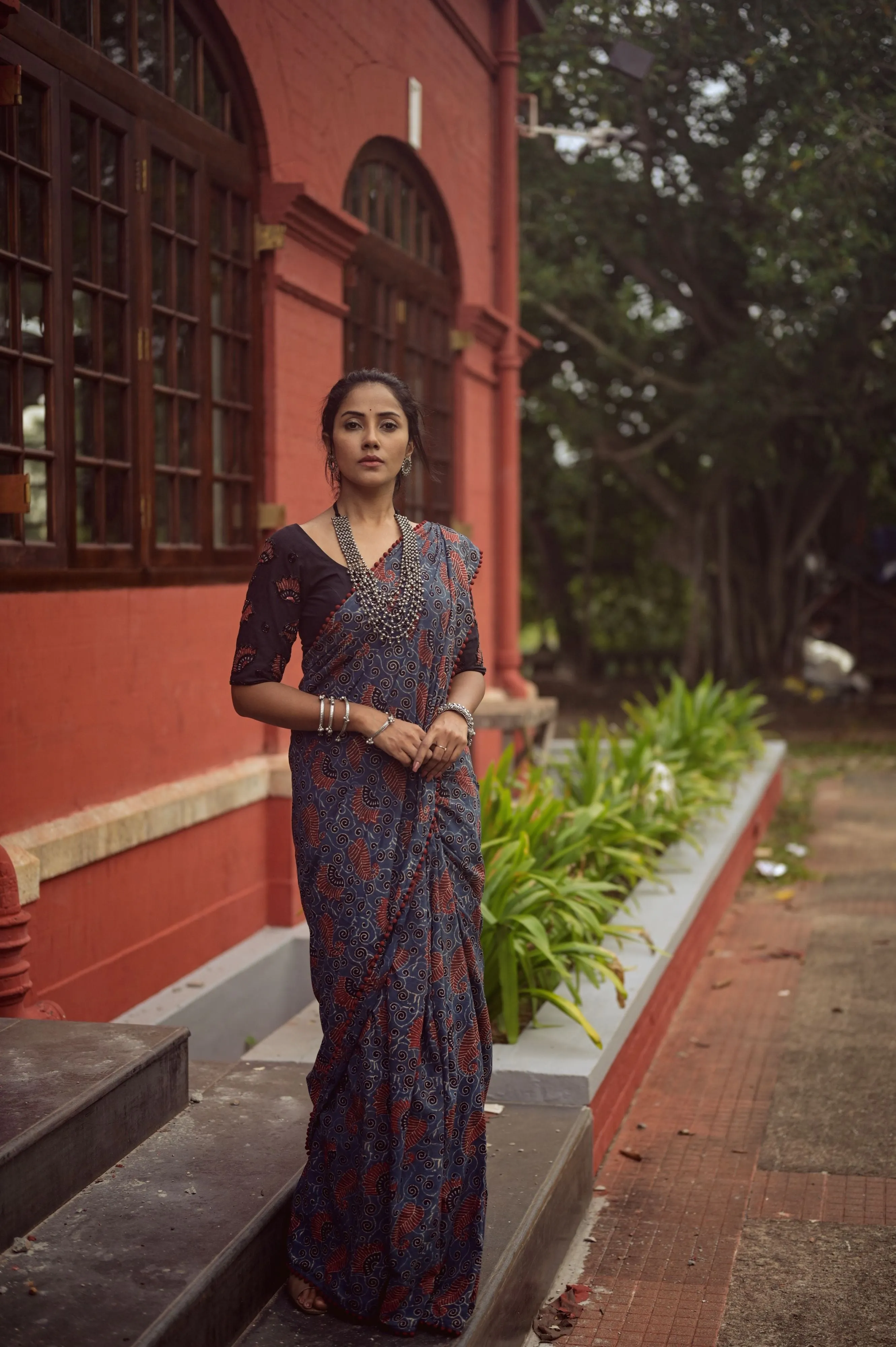 Ajrakh Indigo Saree