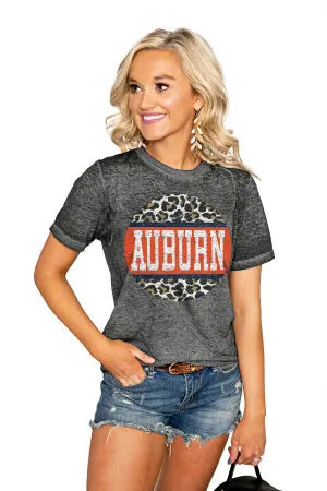 AUBURN TIGERS "SCOOP & SCORE" ACID WASH BOYFRIEND SHORT SLEEVE TEE