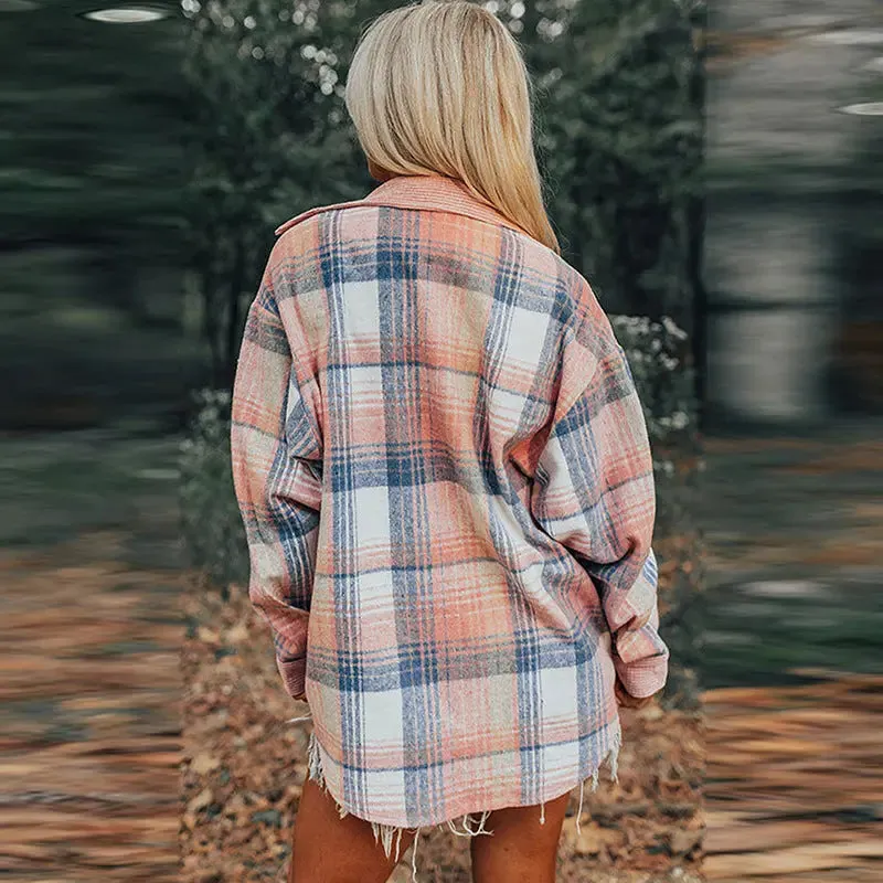 Autumn and Winter New Corduroy Patchwork Shirt Coat for Women - Cozy and Stylish