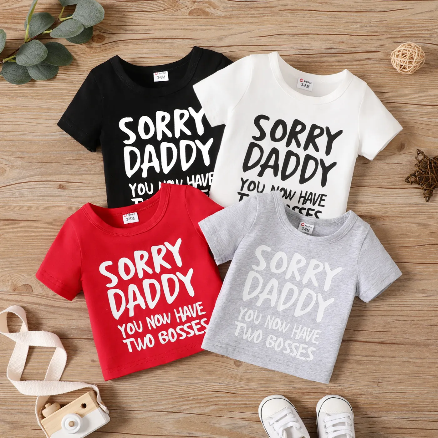 Baby Boy/Girl 95% Cotton Short-sleeve Letter Print Tee