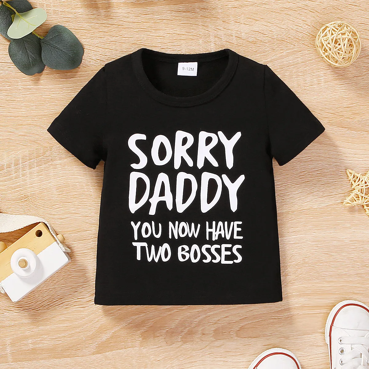 Baby Boy/Girl 95% Cotton Short-sleeve Letter Print Tee