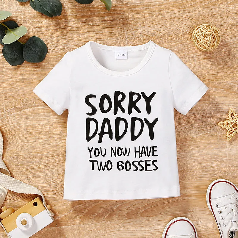 Baby Boy/Girl 95% Cotton Short-sleeve Letter Print Tee