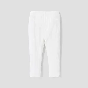 Baby Girl 95% Cotton Ribbed Solid Pants Leggings