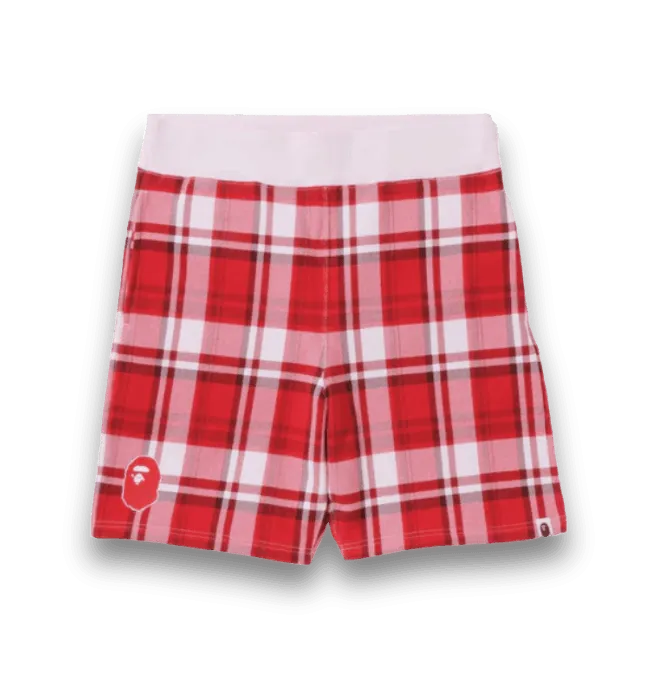 Bape Wide Fit Double Knit Shorts - Red