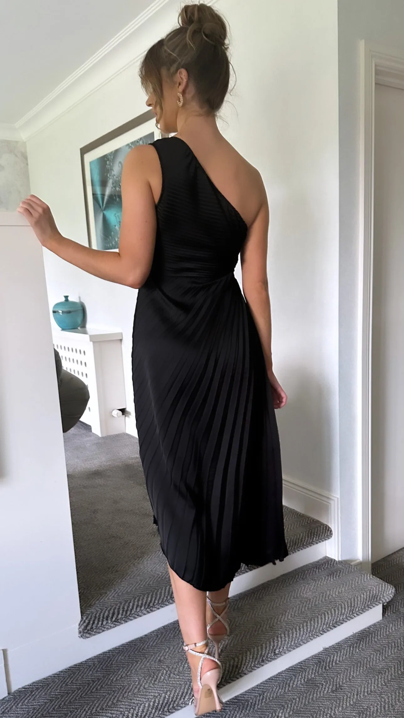 Beatrix Black Pleated One Shoulder Dress