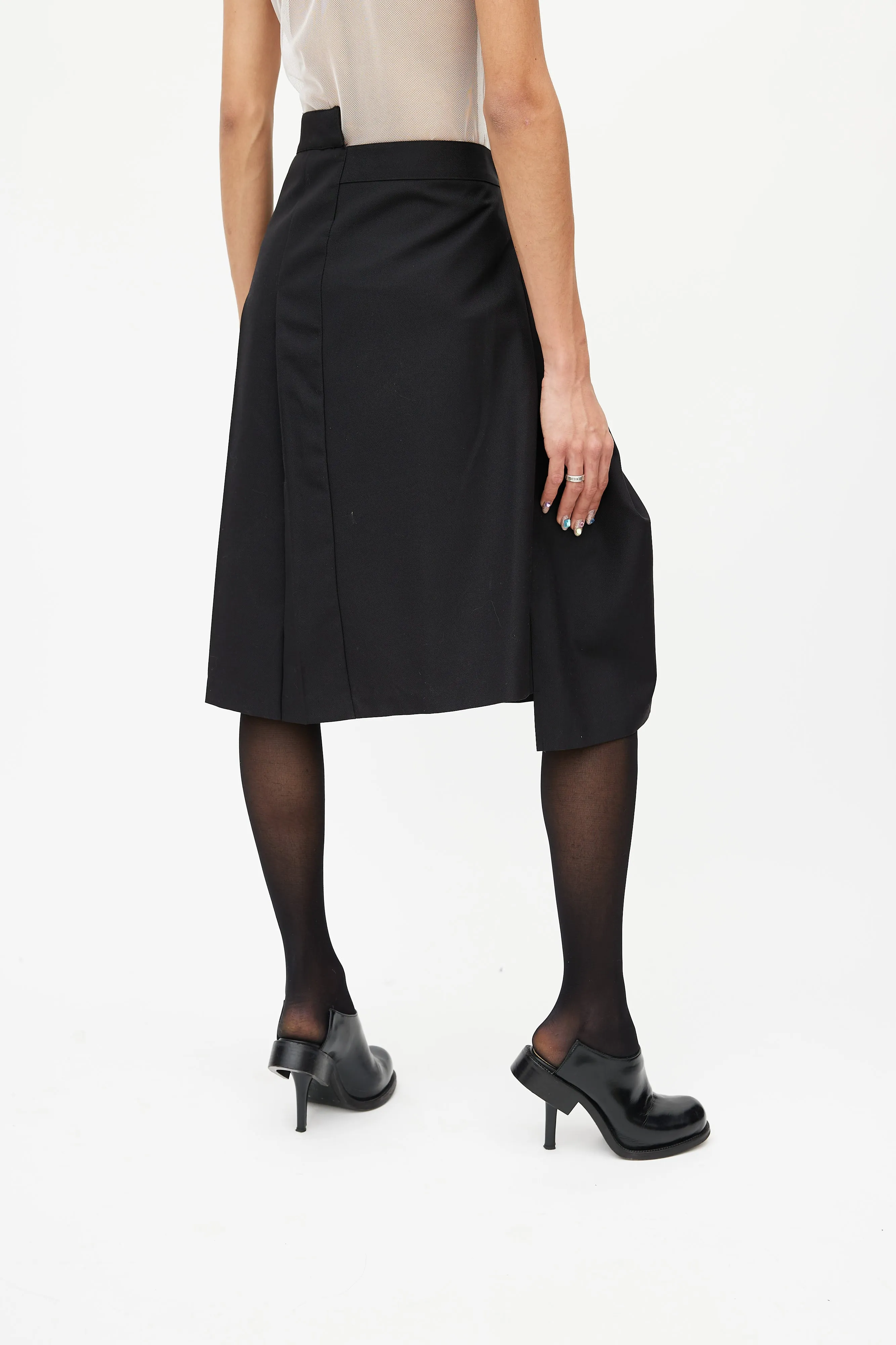 Black Pleated Wrap Skirt