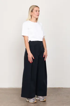 Black wide tailored trousers
