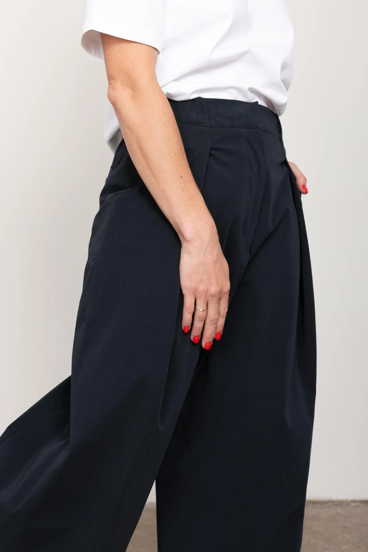 Black wide tailored trousers