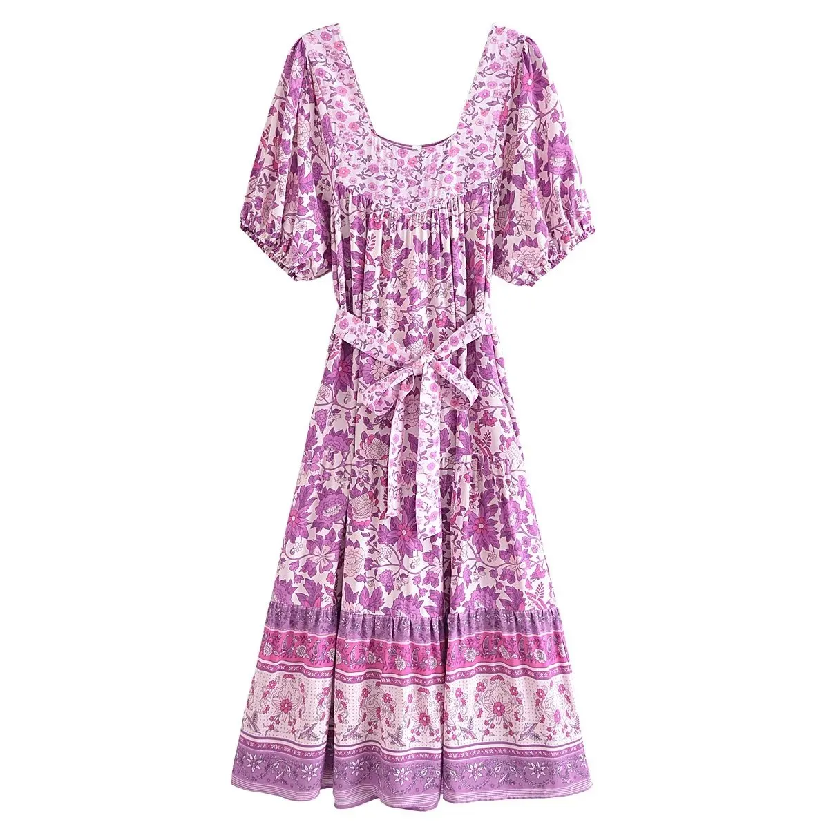 Boho Midi Dress, Sundress, Scilla Elise in Pink and Blue
