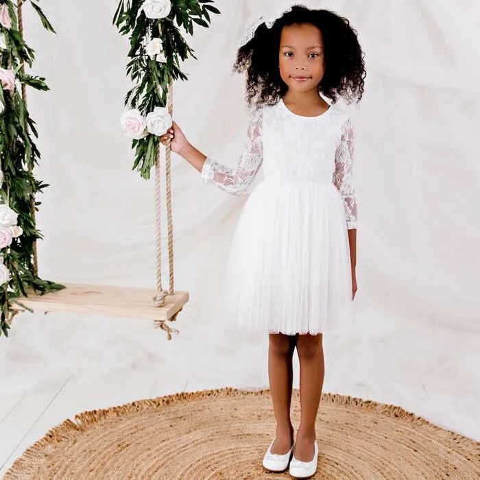 Candi L/S Lace Tutu Dress - Ivory