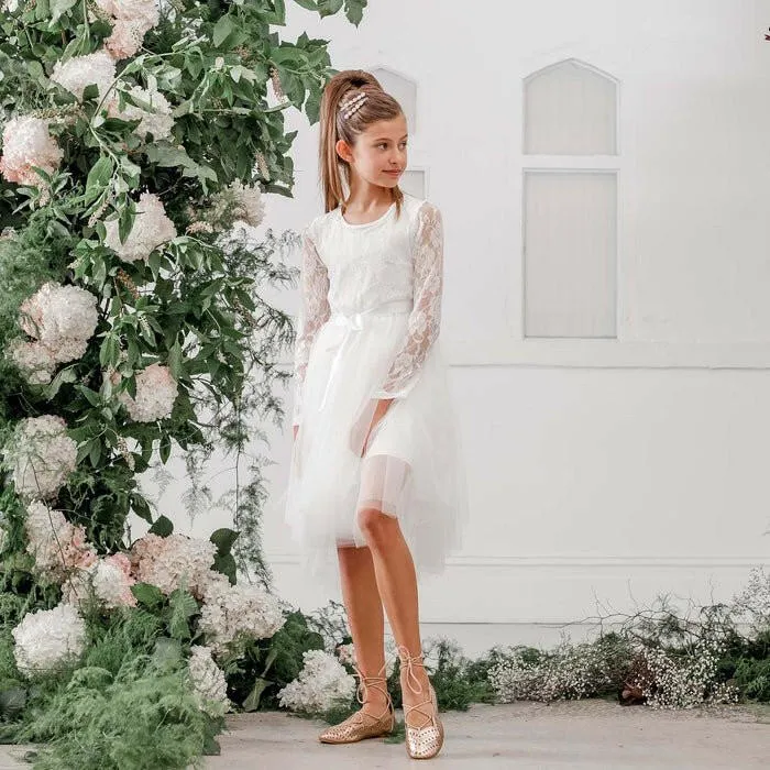 Candi L/S Lace Tutu Dress - Ivory