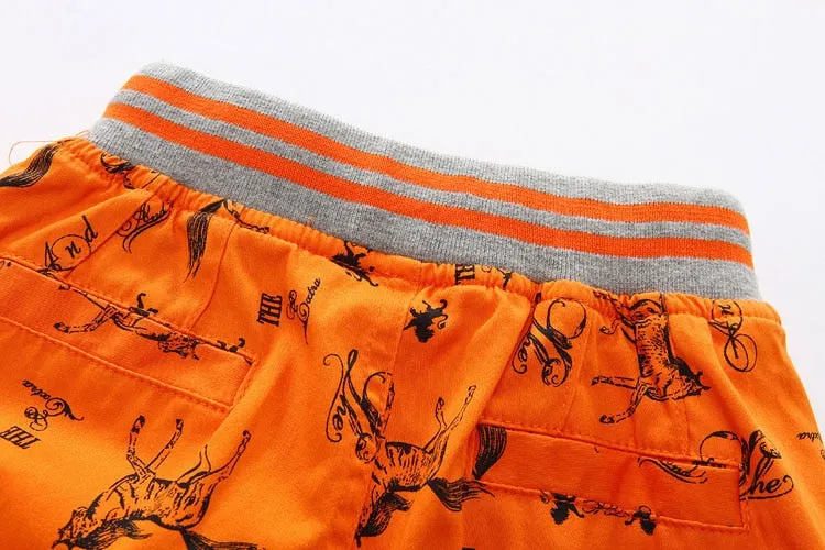 Cartoon Printed Horse Summer Shorts For Unisex Kids