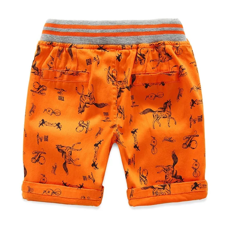 Cartoon Printed Horse Summer Shorts For Unisex Kids