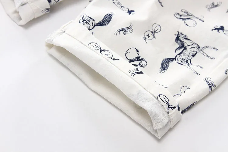 Cartoon Printed Horse Summer Shorts For Unisex Kids