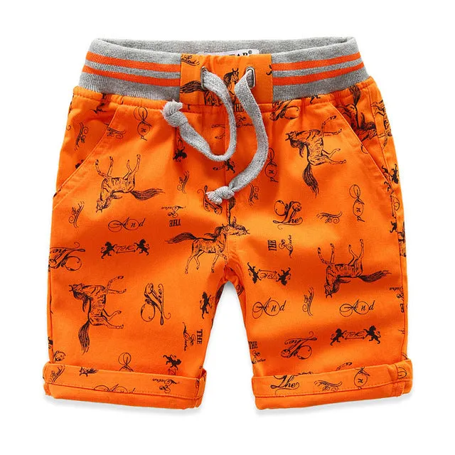 Cartoon Printed Horse Summer Shorts For Unisex Kids