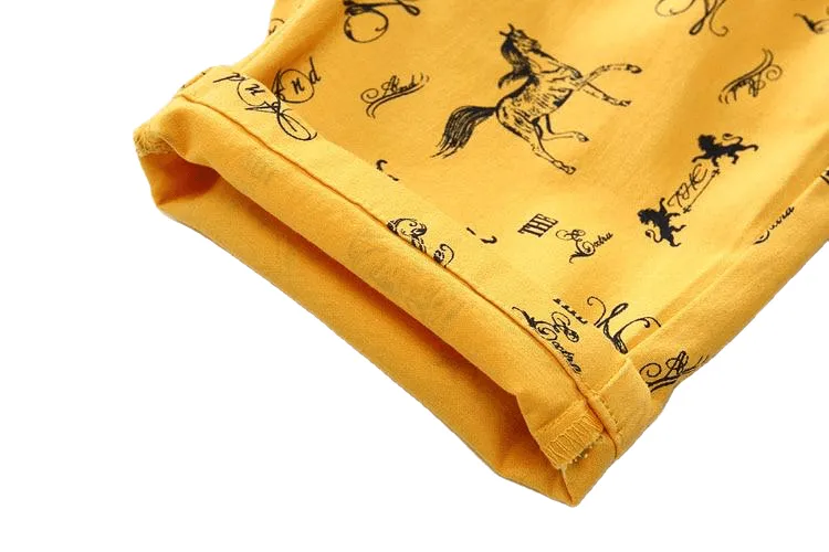 Cartoon Printed Horse Summer Shorts For Unisex Kids