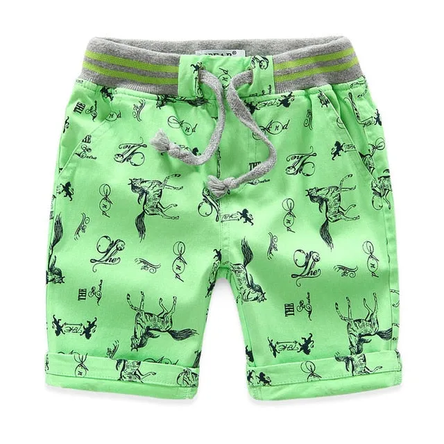 Cartoon Printed Horse Summer Shorts For Unisex Kids