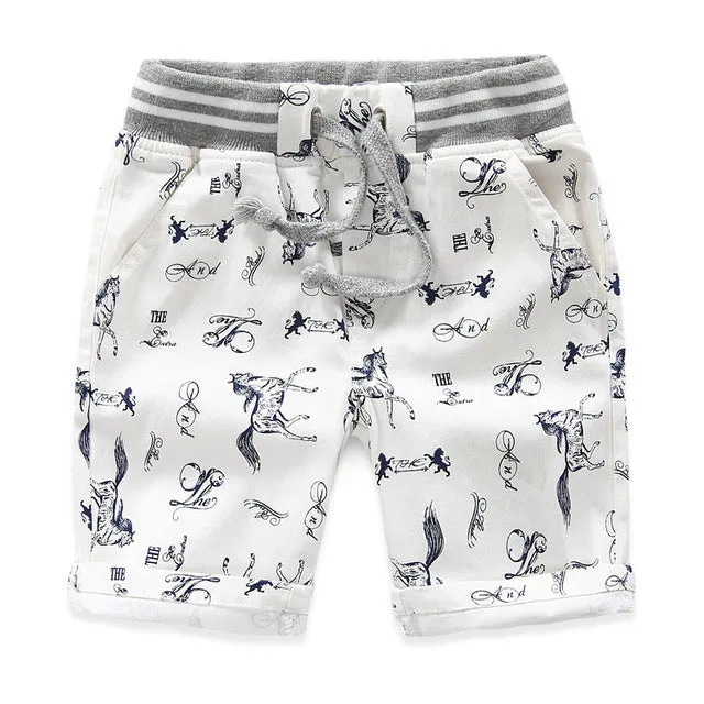 Cartoon Printed Horse Summer Shorts For Unisex Kids