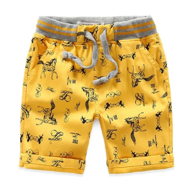 Cartoon Printed Horse Summer Shorts For Unisex Kids