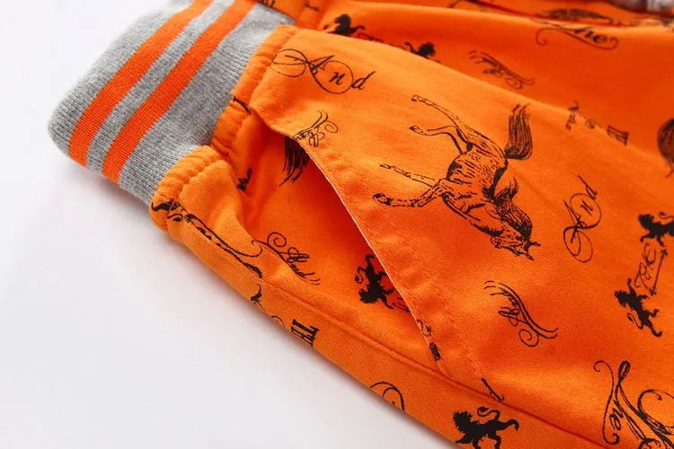 Cartoon Printed Horse Summer Shorts For Unisex Kids
