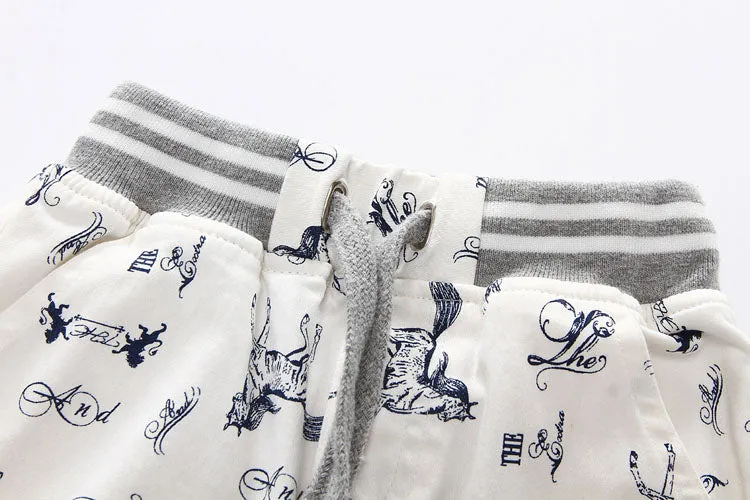 Cartoon Printed Horse Summer Shorts For Unisex Kids