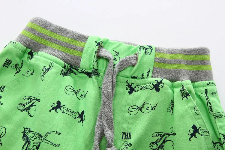 Cartoon Printed Horse Summer Shorts For Unisex Kids