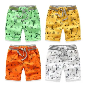 Cartoon Printed Horse Summer Shorts For Unisex Kids