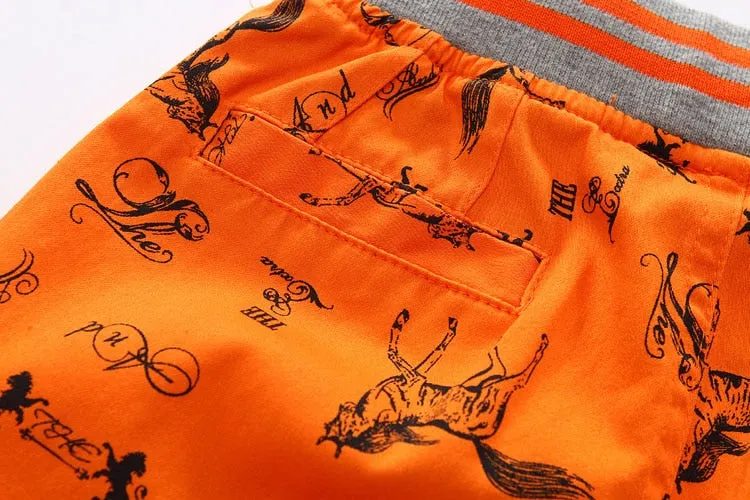Cartoon Printed Horse Summer Shorts For Unisex Kids