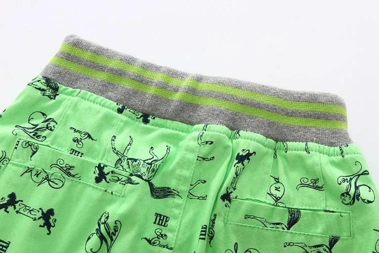 Cartoon Printed Horse Summer Shorts For Unisex Kids