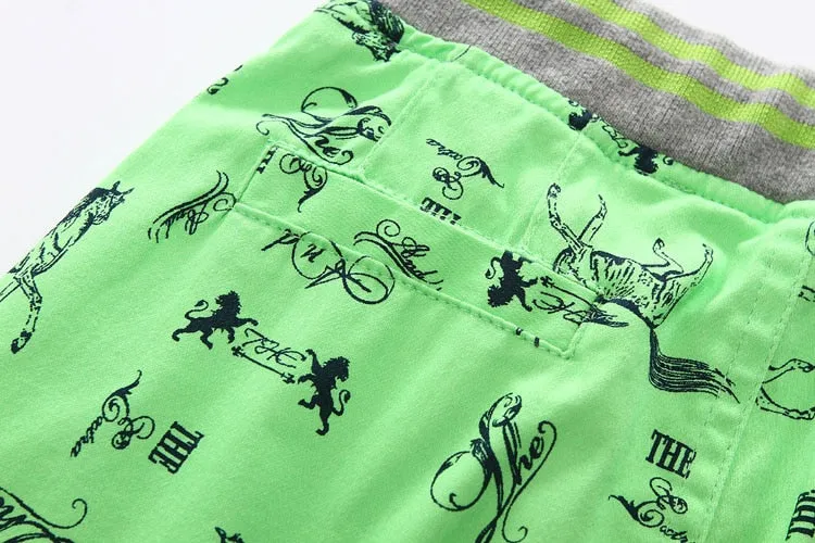 Cartoon Printed Horse Summer Shorts For Unisex Kids