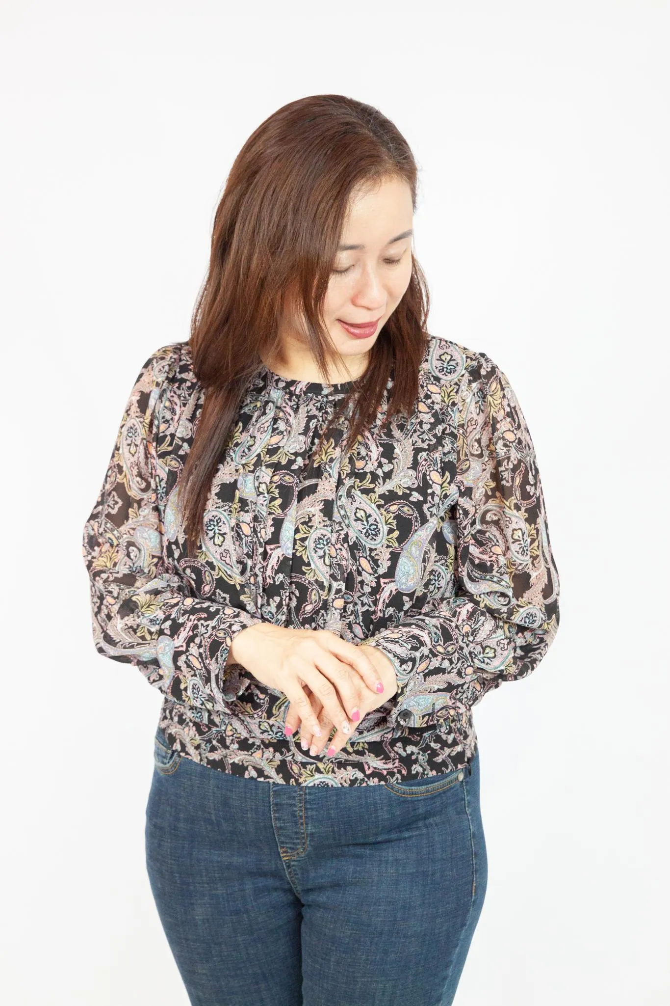 Chiffon Printed Long Sleeve Blouse
