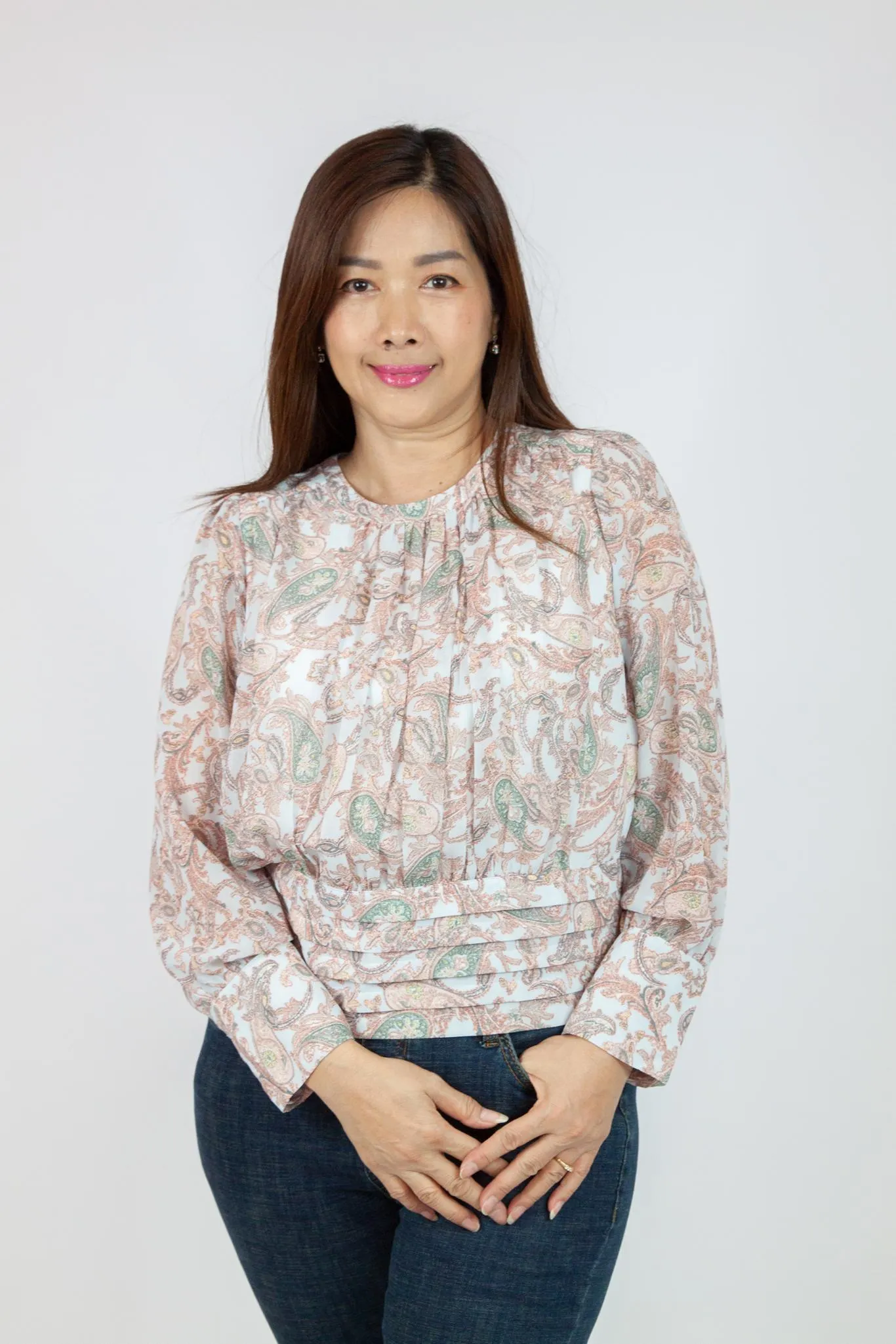 Chiffon Printed Long Sleeve Blouse