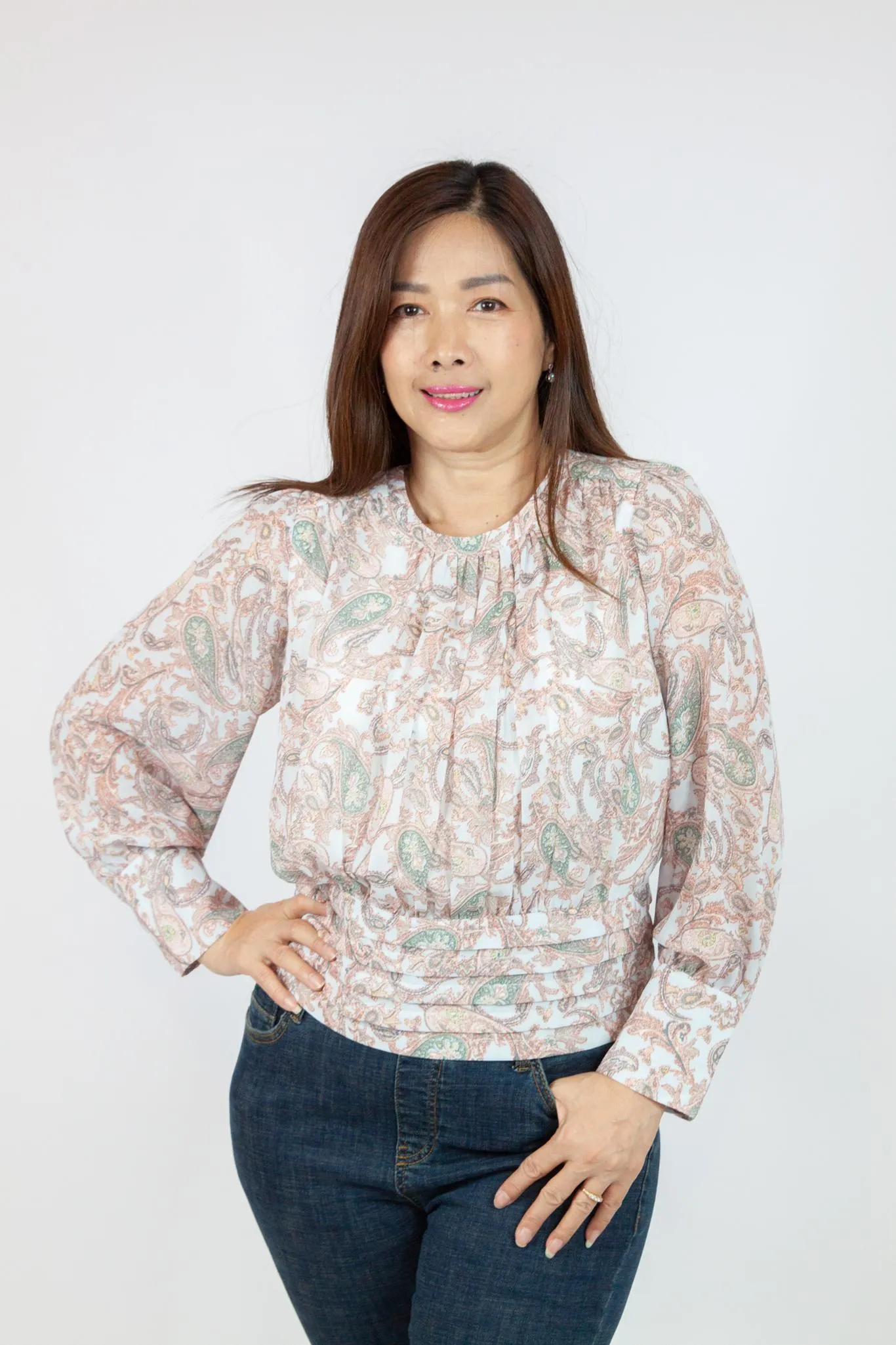 Chiffon Printed Long Sleeve Blouse
