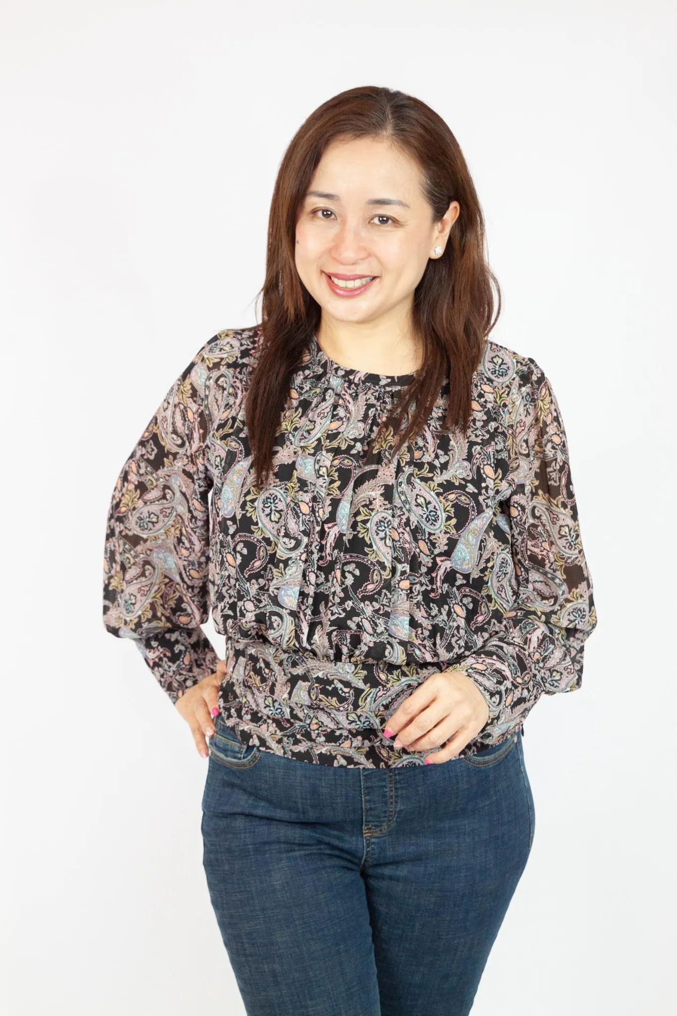 Chiffon Printed Long Sleeve Blouse