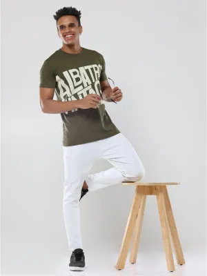 Classic Italian Bottle Green Albatross Vintage puff printed T-shirt for men