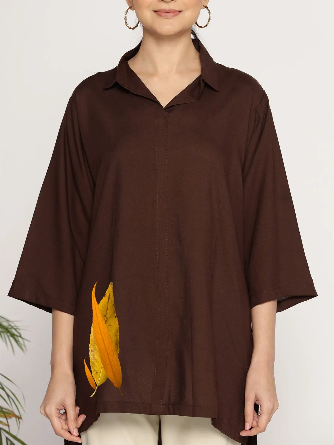 Coffee Rayon ShirtTop - Floraison