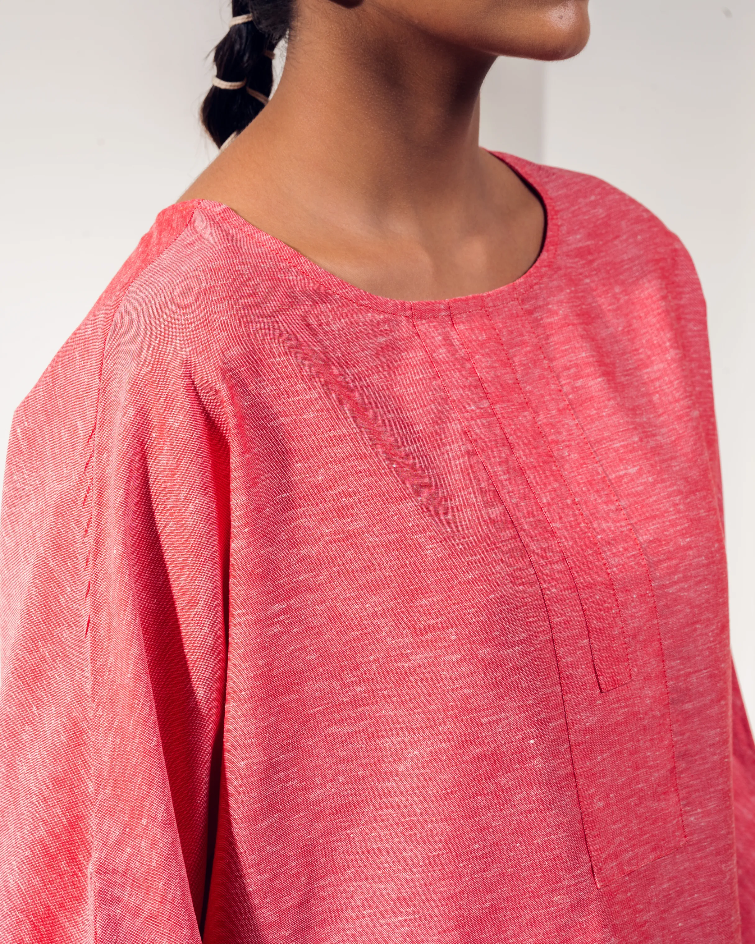 Coral Cotton Linen Coord Set