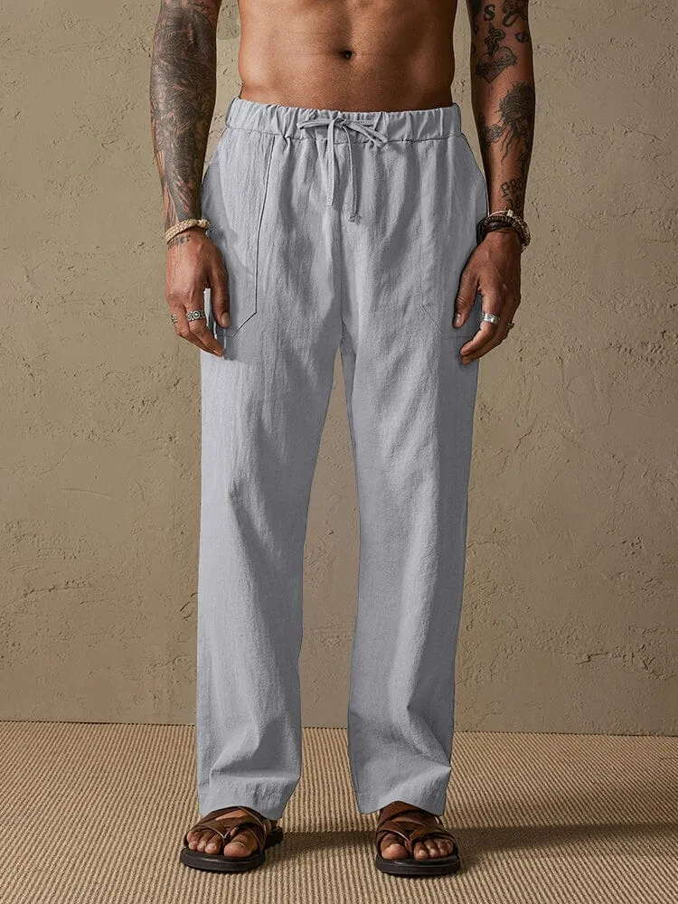 Cotton Linen Style Yoga Pants With Pockets