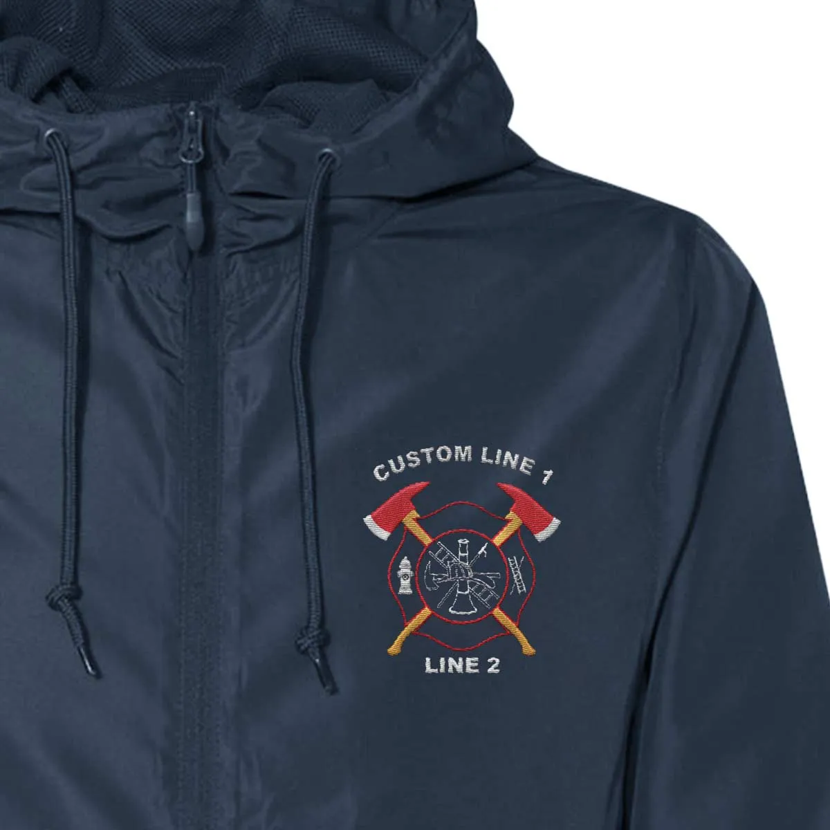 Customized Lightweight Windbreaker Full-Zip Jacket with Crossed Axes Embroidery