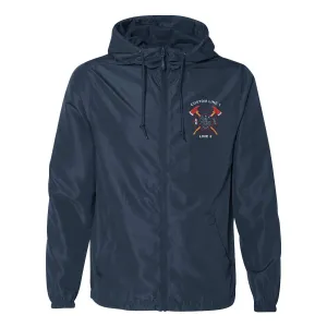 Customized Lightweight Windbreaker Full-Zip Jacket with Crossed Axes Embroidery