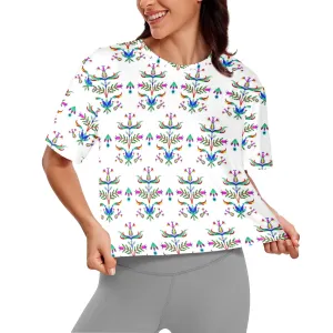 Dakota Damask White Women's Cropped T-shirt