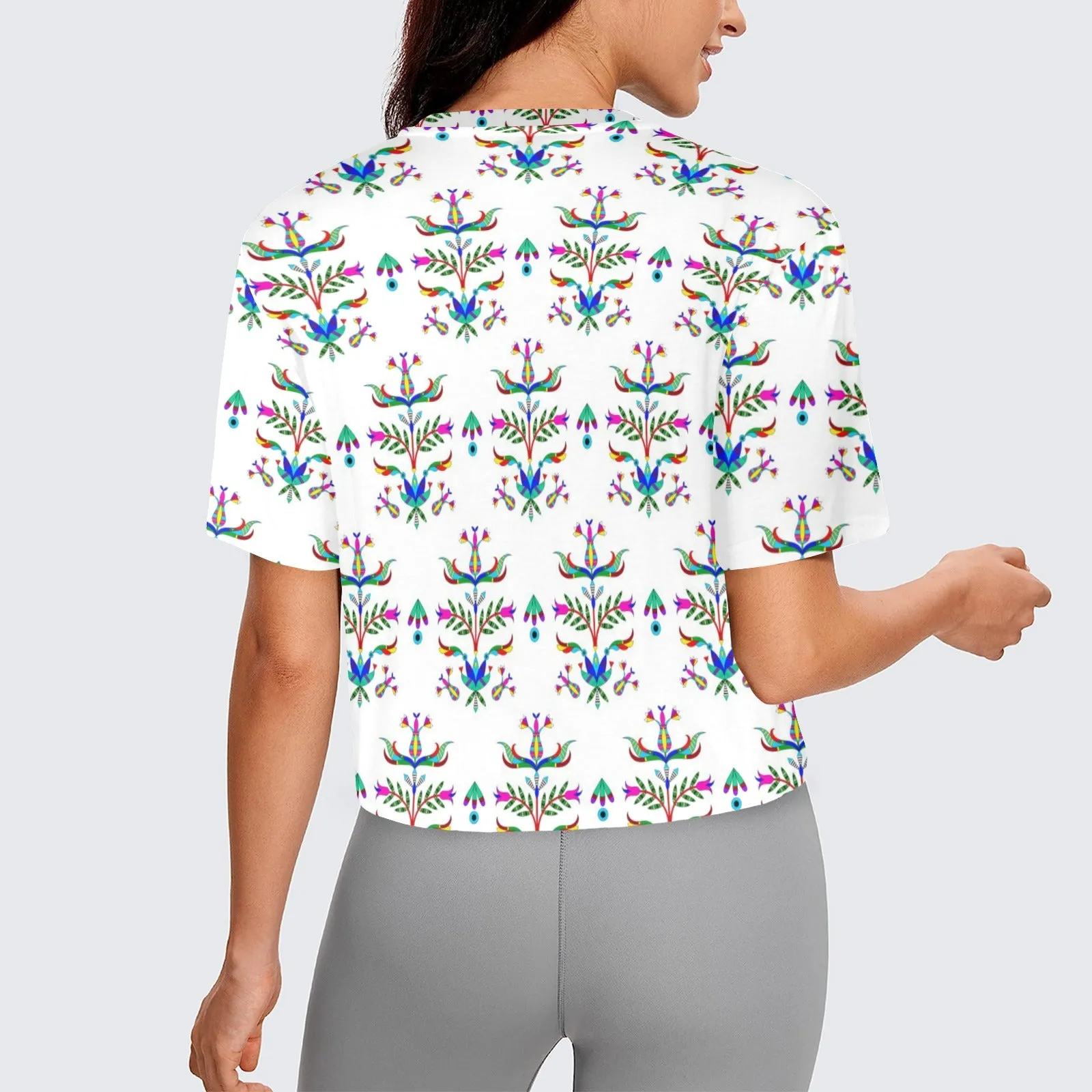 Dakota Damask White Women's Cropped T-shirt