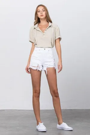 Denim Lab USA High Rise White Denim Shorts