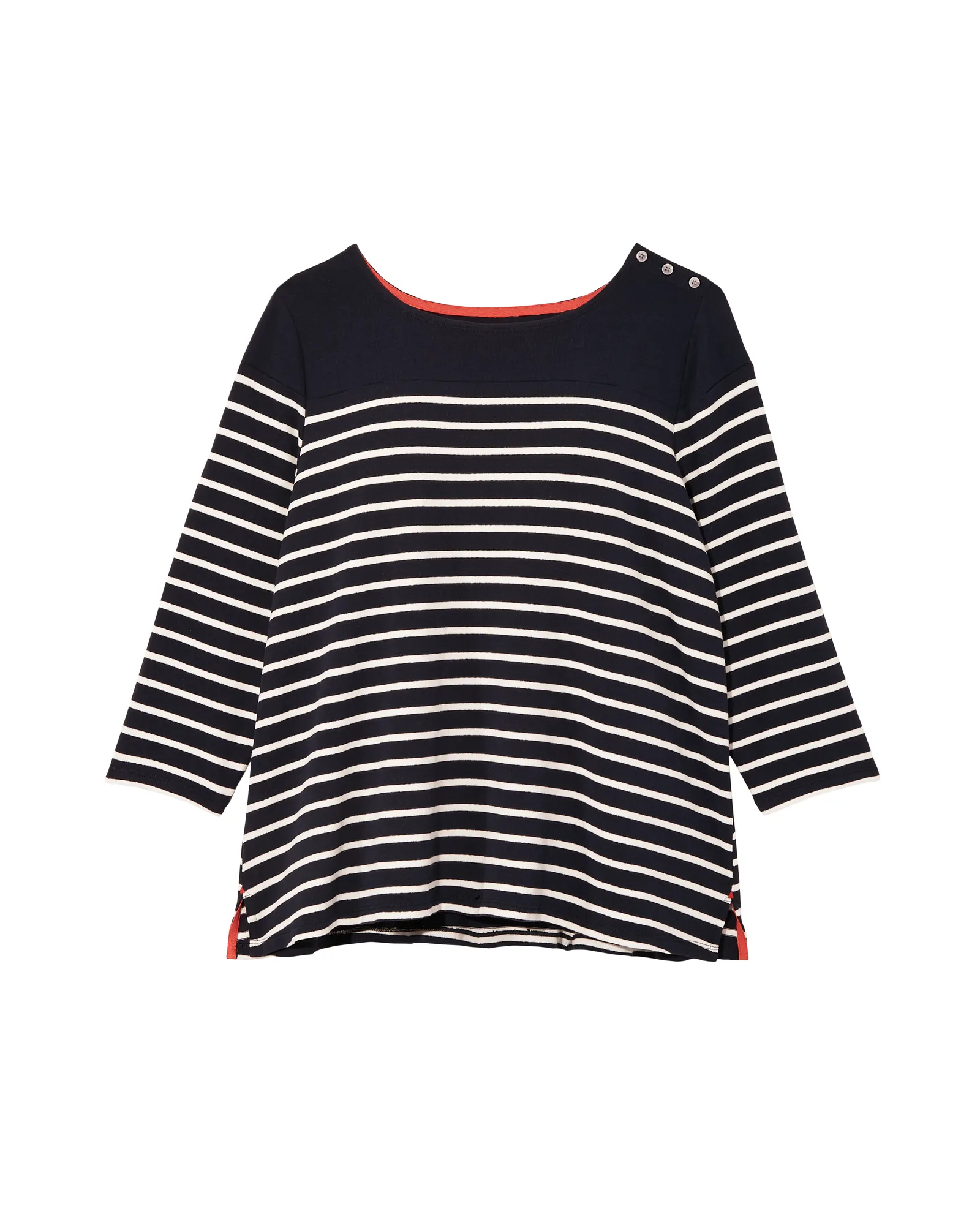 Dotty Engineered Stripe Tee | Navy / White