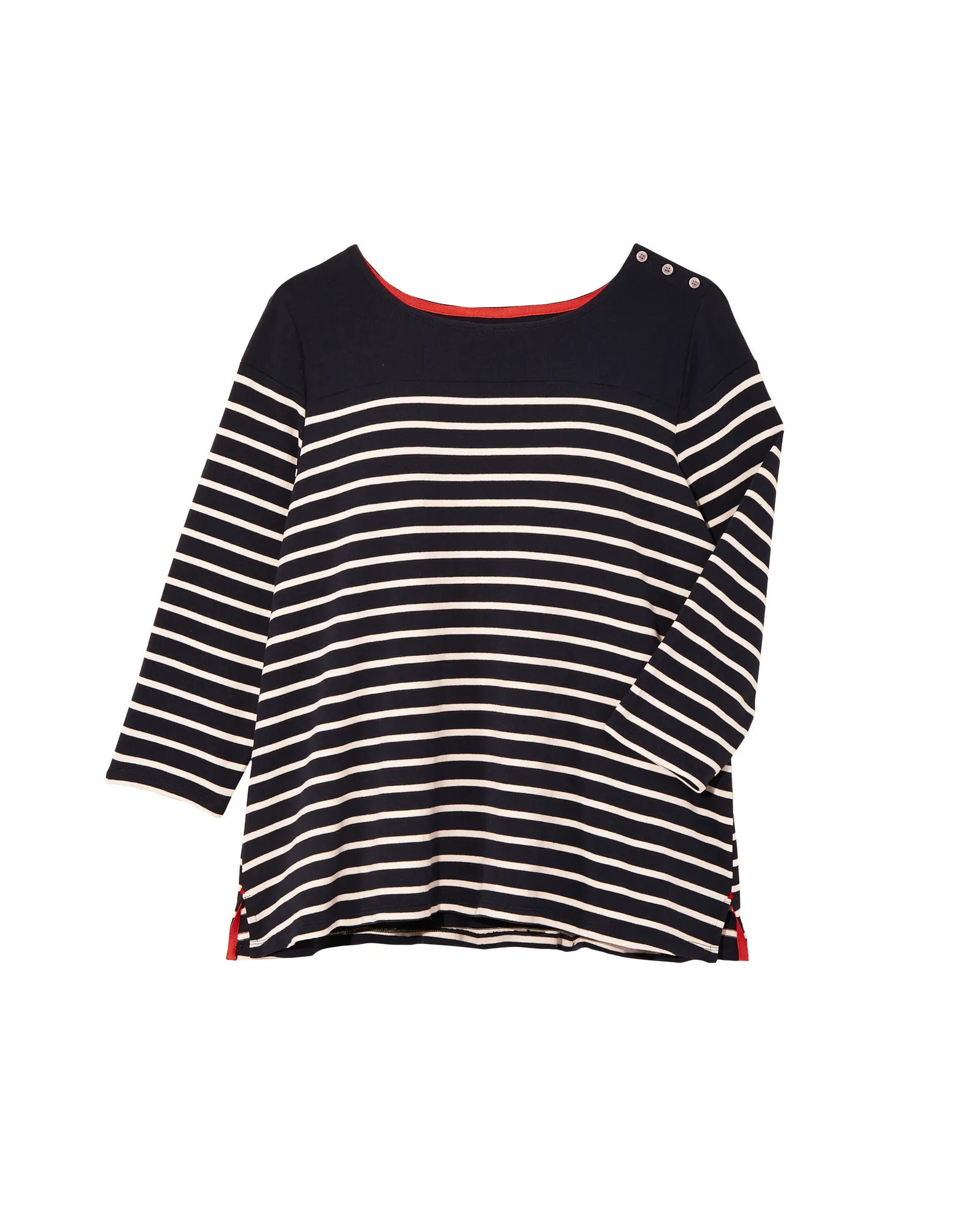 Dotty Engineered Stripe Tee | Navy / White