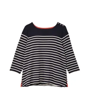 Dotty Engineered Stripe Tee | Navy / White